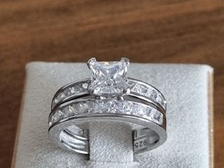 Set 2 Anillos Plata 925 Compromiso Princesa