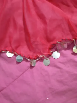 Traje Danza Vientre Egipto Rojo/Plata