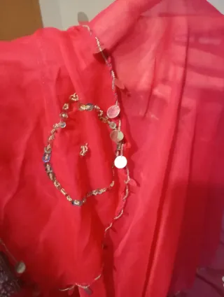 Traje Danza Vientre Egipto Rojo/Plata