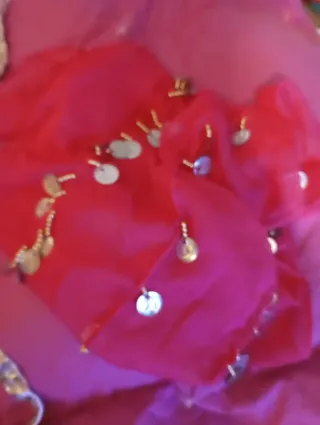 Traje Danza Vientre Egipto Rojo/Plata