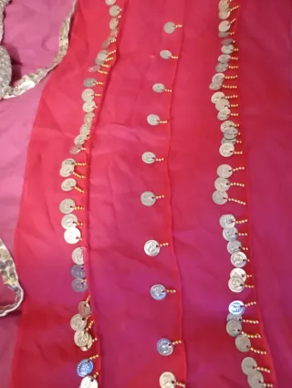 Traje Danza Vientre Egipto Rojo/Plata
