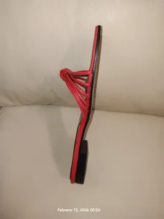 Sandalias Piel Talla 37 Roja