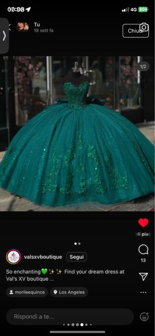 Vestito Quinceañera Rosso con Fiocco