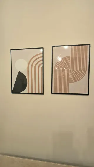 Set di 2 quadri astratti beige e nero