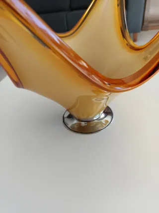 Centro de mesa cristal soplado y metal