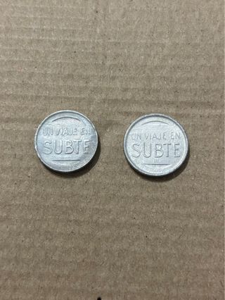 2 Fichas Viaje en Subte Buenos Aires