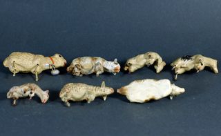 6 ANTIGUOS BORREGOS Y UNA CABRA  PARA BELÉN.