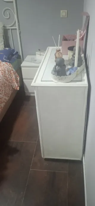 Cómoda Cajonera Blanca mimbre