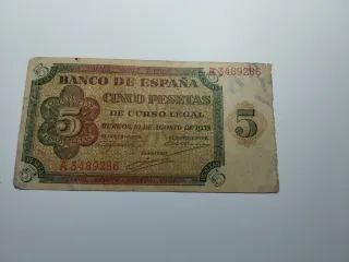 5 Pesetas Banco de España 1938