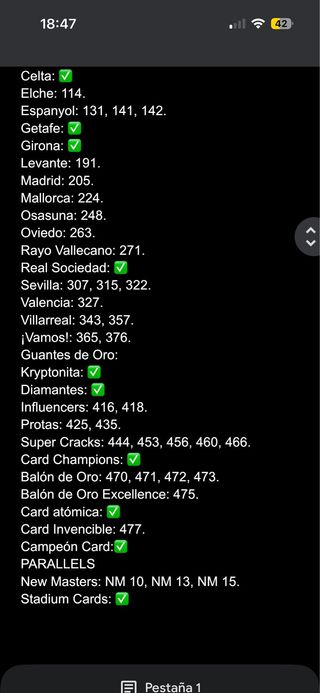 Adrenalyn XL 25/26 Cromos Faltas