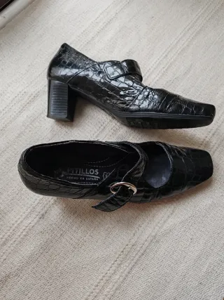 Zapatos Pitillos Negros Tacón Cocodrilo
