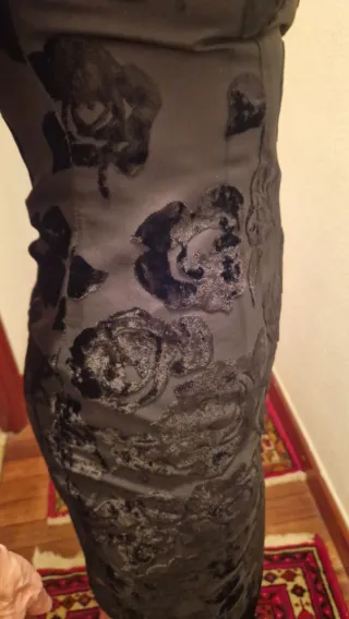 Vestido Negro Flores Terciopelo