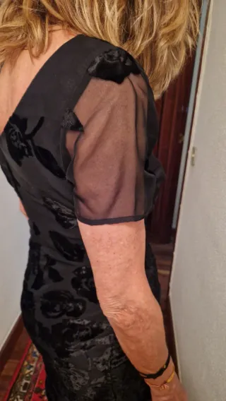 Vestido Negro Flores Terciopelo