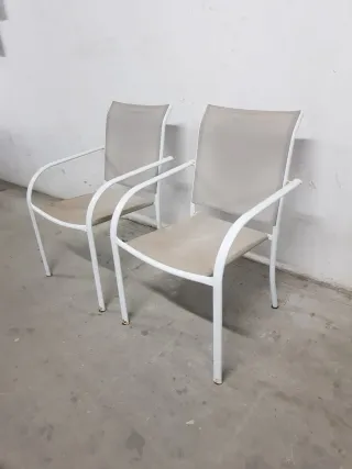 2 Sillas Terraza Metal y Tela Beige