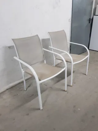 2 Sillas Terraza Metal y Tela Beige