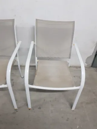 2 Sillas Terraza Metal y Tela Beige