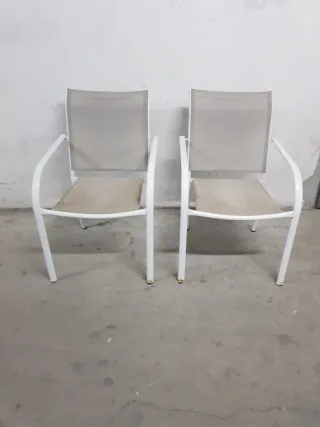 2 Sillas Terraza Metal y Tela Beige