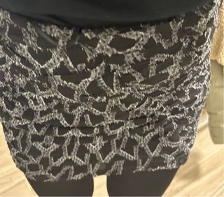 Falda Mango plateada y negra