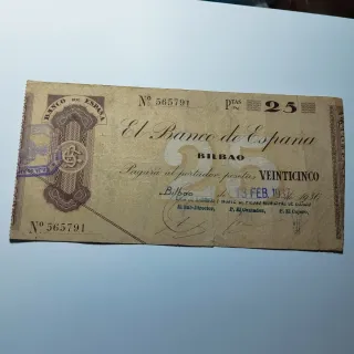 Billete 25 Pesetas Banco de España 1937