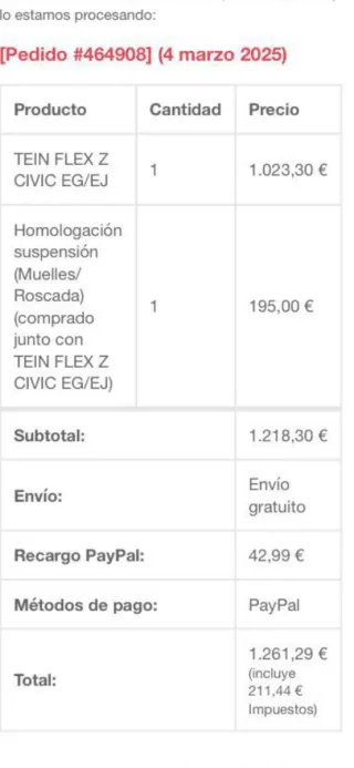 Suspensión Tein Flex Z Honda Civic eg /CRX del sol