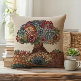 Pack 2 fundas cojín 45x45 árbol flores