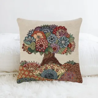 Pack 2 fundas cojín 45x45 árbol flores