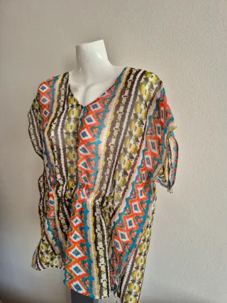 Blusa Colorida Fina Transparente