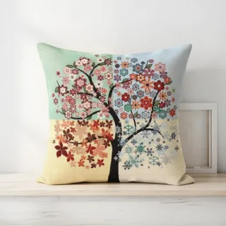 Pack 2 Fundas Cojín Árbol Flores 45x45