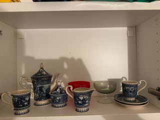Servizio Tè Vintage Ceramica Blu Stile Delft