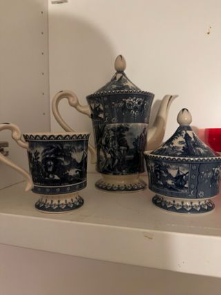 Servizio Tè Vintage Ceramica Blu Stile Delft