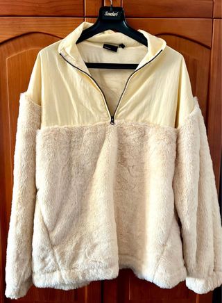 Sudadera pelo beige/blanco Talla L