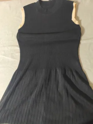 Vestido  negro y beige