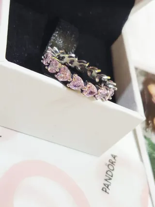 Anillo Pandora Corazones Brillantes. Talla 54/14
