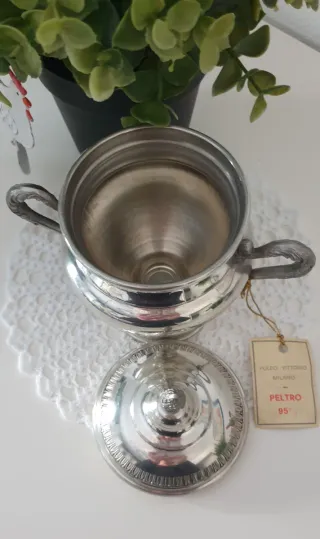 Set zuccheriera e teiera in peltro e sheffield