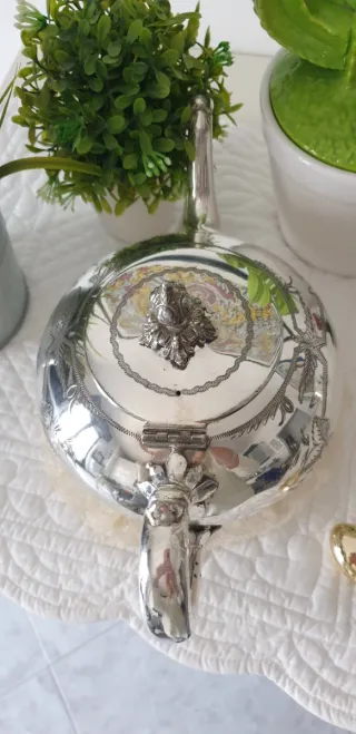 Set zuccheriera e teiera in peltro e sheffield