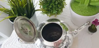 Set zuccheriera e teiera in peltro e sheffield