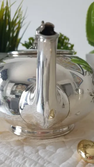 Set zuccheriera e teiera in peltro e sheffield