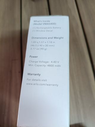 Arlo Batería Recargable Blanca, Compatible Con La Camara Vigilancia WiFi Arlo Pro 3, Pro 4, Pro 5, Ultra 2, Arlo Accesorio Certificado, VMA5400