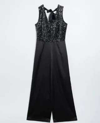 Tuta paillettes e raso nera