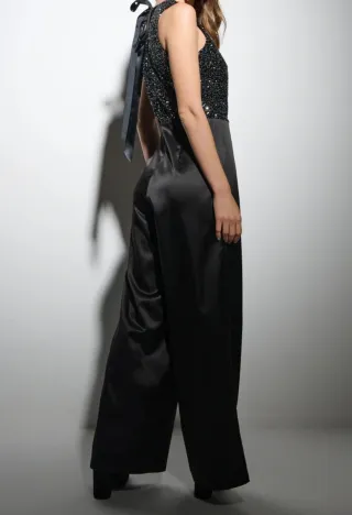 Tuta paillettes e raso nera