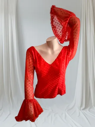 Corpiño Flamenca Rociera Talla 40-42 Rojo