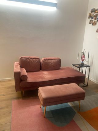 Divano Chaise longue Velluto Rosso