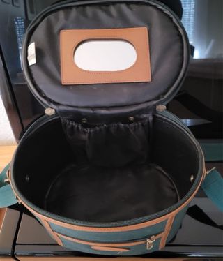 Neceser rígido vintage verde y marrón