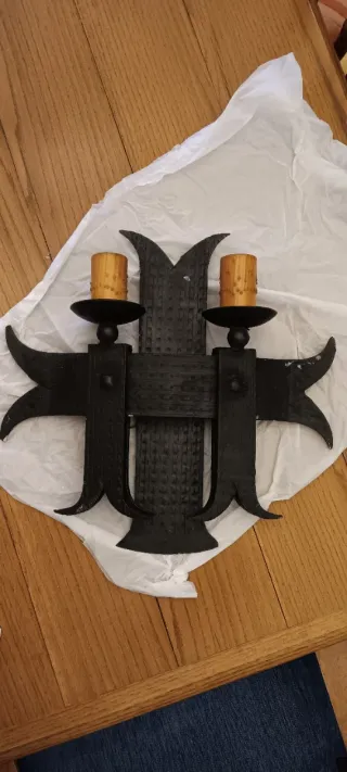 Lámpara Techo y 2 Apliques Pared Hierro Negro