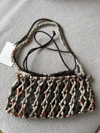 Bolso Zara nudos marron/beige nuevo