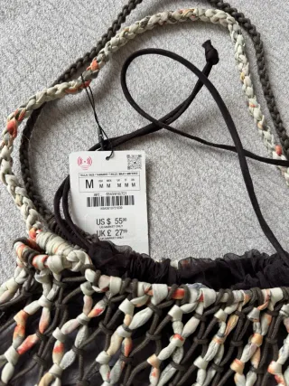 Bolso Zara nudos marron/beige nuevo