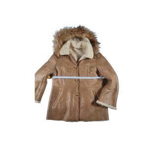 Cappotto Montone Shearling Beige Pelliccia Anni 90