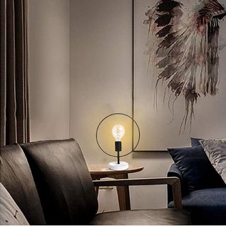 Lámpara De Mesa, Sobremesa Sala De Estar, Dormitorio, Oficina Base Industrial Terrazo