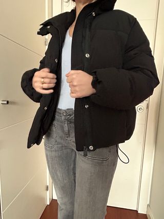 Abrigo plumífero negro Pull&Bear