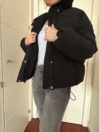 Abrigo plumífero negro Pull&Bear